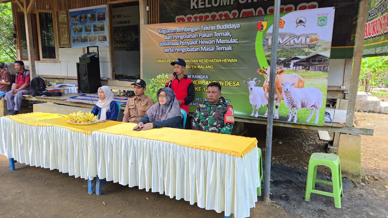 Dalam rangka mendukung program TNI Manunggal Membangun Desa (TMMD) ke-126, Dinas Peternakan Kabupaten Malang menggelar kegiatan Bimbingan Teknis (Bimtek)