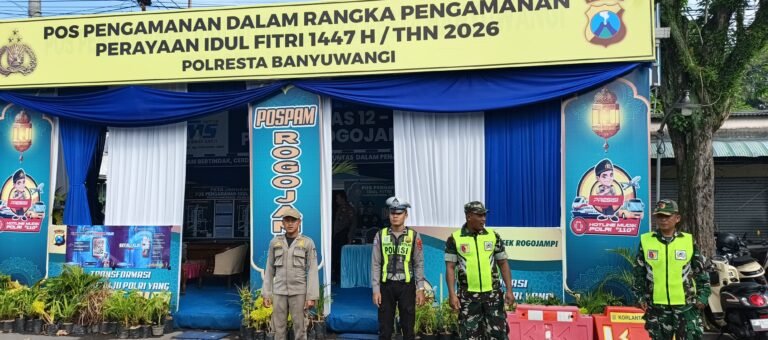 Kawal Mudik Lebaran 2026, Babinsa Koramil 0825/12 Bersama Instansi Terkait Perketat Pengamanan Simpang Rogojampi